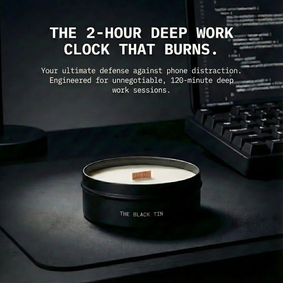 The Black Tin — 120-Minute Deep Work Candle | Promise Keeping Tool