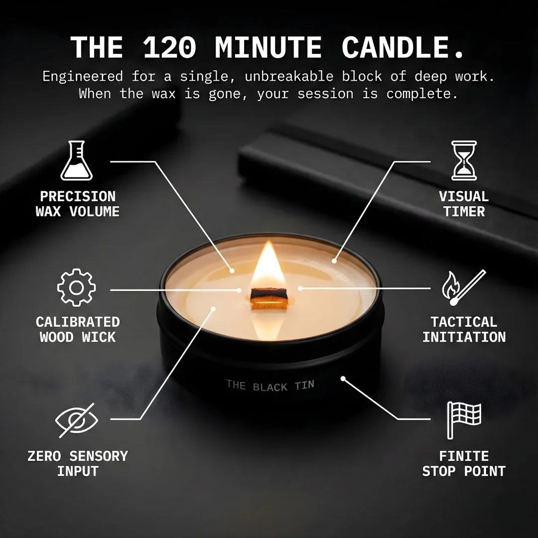 The Black Tin — 120-Minute Deep Work Candle | Promise Keeping Tool